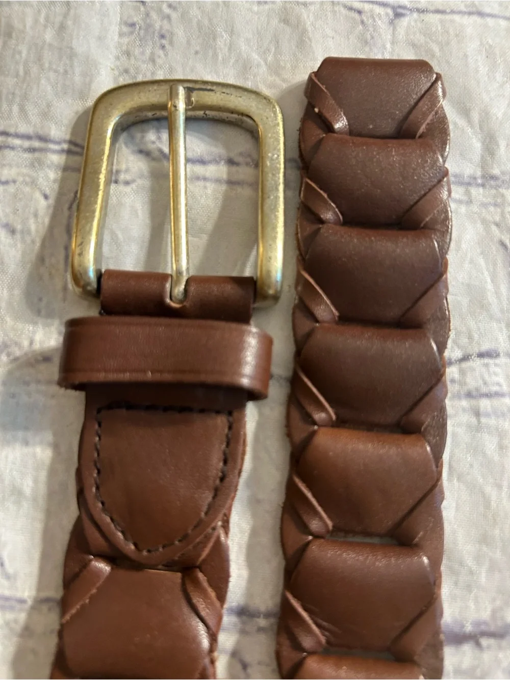 FULL GRAIN COWHIDE LEATHER WOVEN BRAIDED SIZE 34 & THIN BROWN LEATHER WOVEN 44